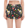 Magic Floral Unicorn Pattern Print Women's Split Running Shorts