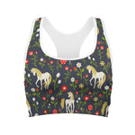 Magic Floral Unicorn Pattern Print Women's Sports Bra