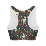 Magic Floral Unicorn Pattern Print Women's Sports Bra
