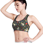 Magic Floral Unicorn Pattern Print Women's Sports Bra