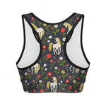 Magic Floral Unicorn Pattern Print Women's Sports Bra