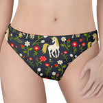 Magic Floral Unicorn Pattern Print Women's Thong
