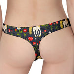 Magic Floral Unicorn Pattern Print Women's Thong