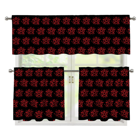 Magic Pentagram Pattern Print 3 Piece Kitchen Curtains