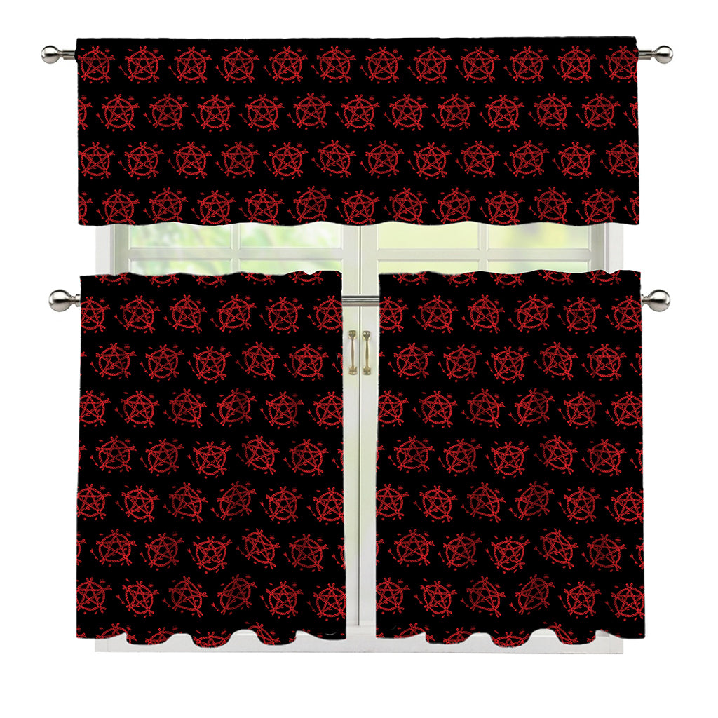 Magic Pentagram Pattern Print 3 Piece Kitchen Curtains