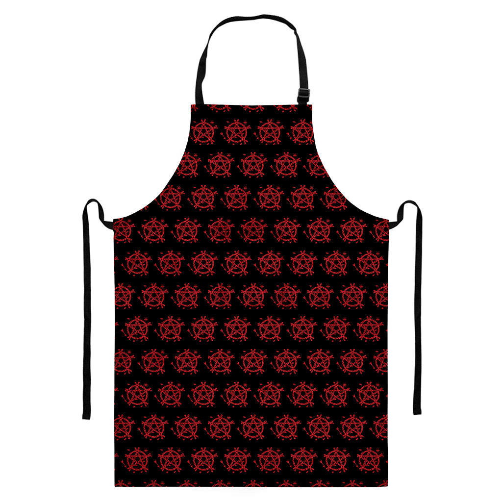 Magic Pentagram Pattern Print Bib Apron With Pocket