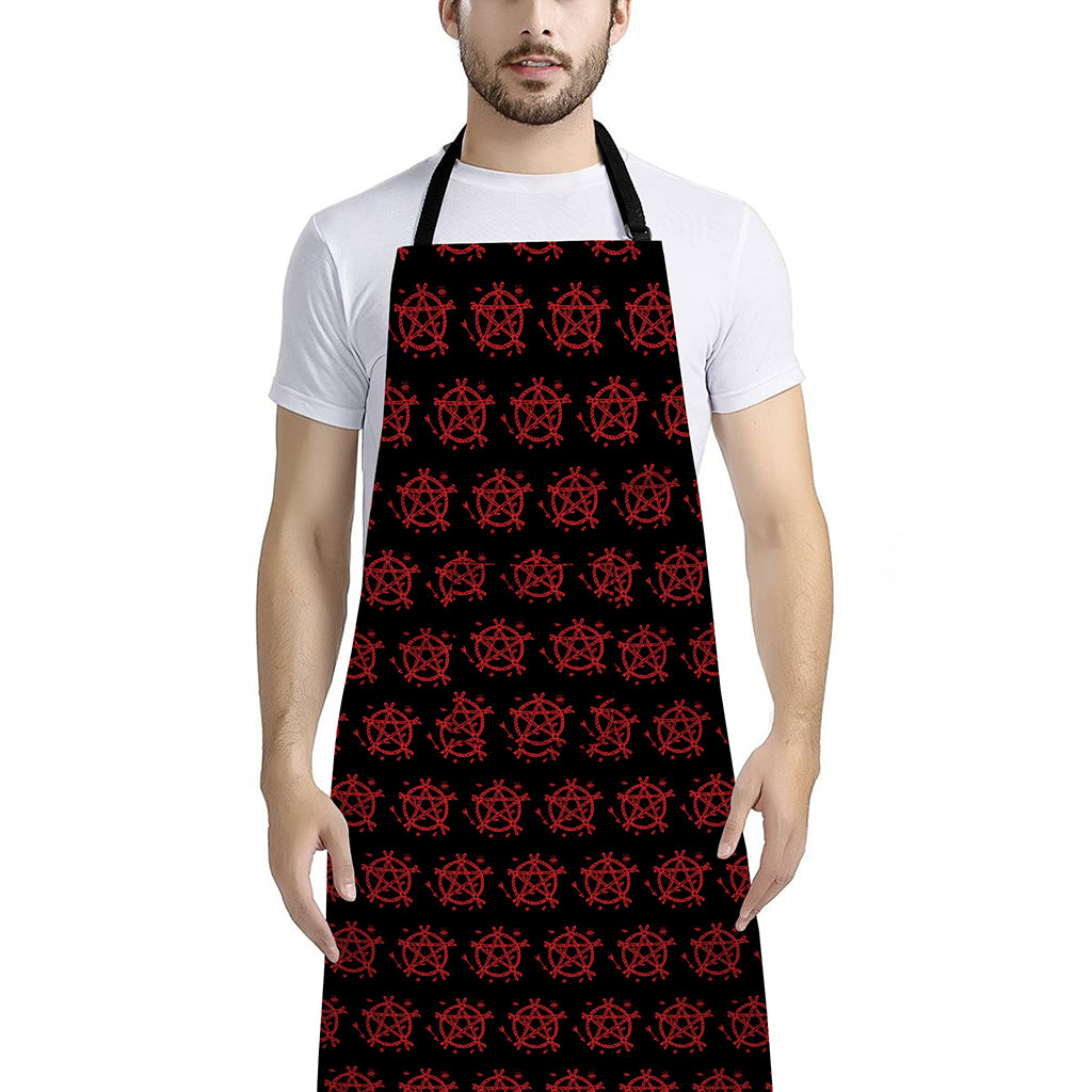 Magic Pentagram Pattern Print Bib Apron With Pocket