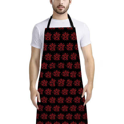 Magic Pentagram Pattern Print Bib Apron With Pocket