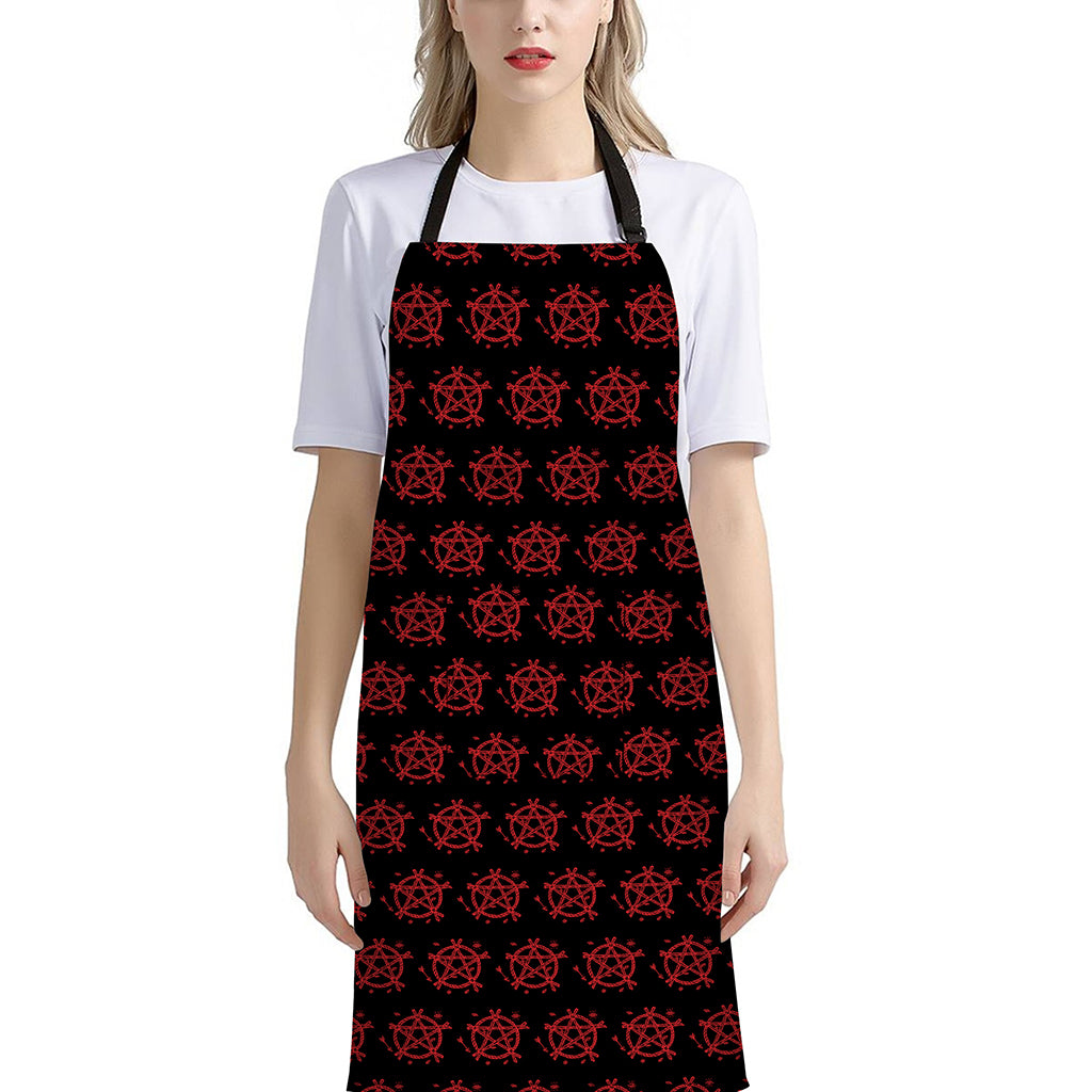 Magic Pentagram Pattern Print Bib Apron With Pocket