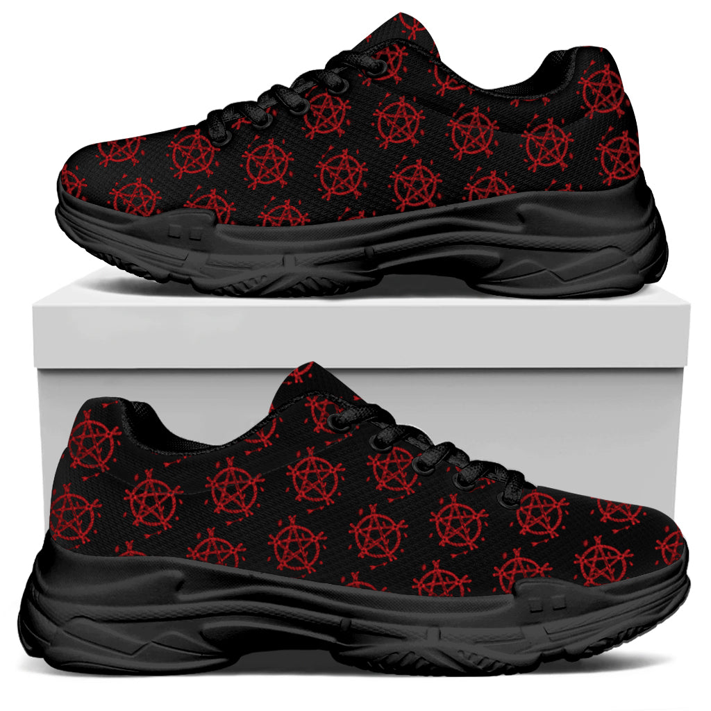 Magic Pentagram Pattern Print Black Chunky Shoes
