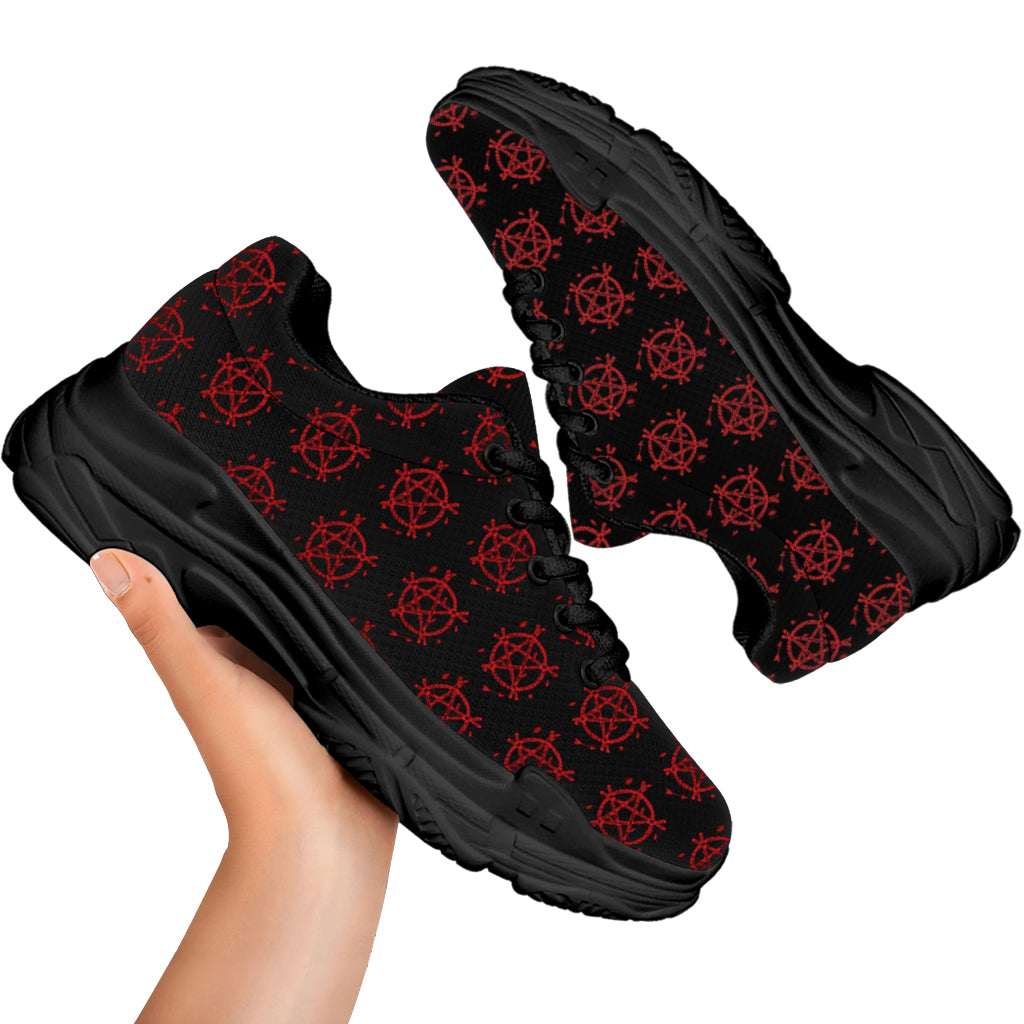 Magic Pentagram Pattern Print Black Chunky Shoes