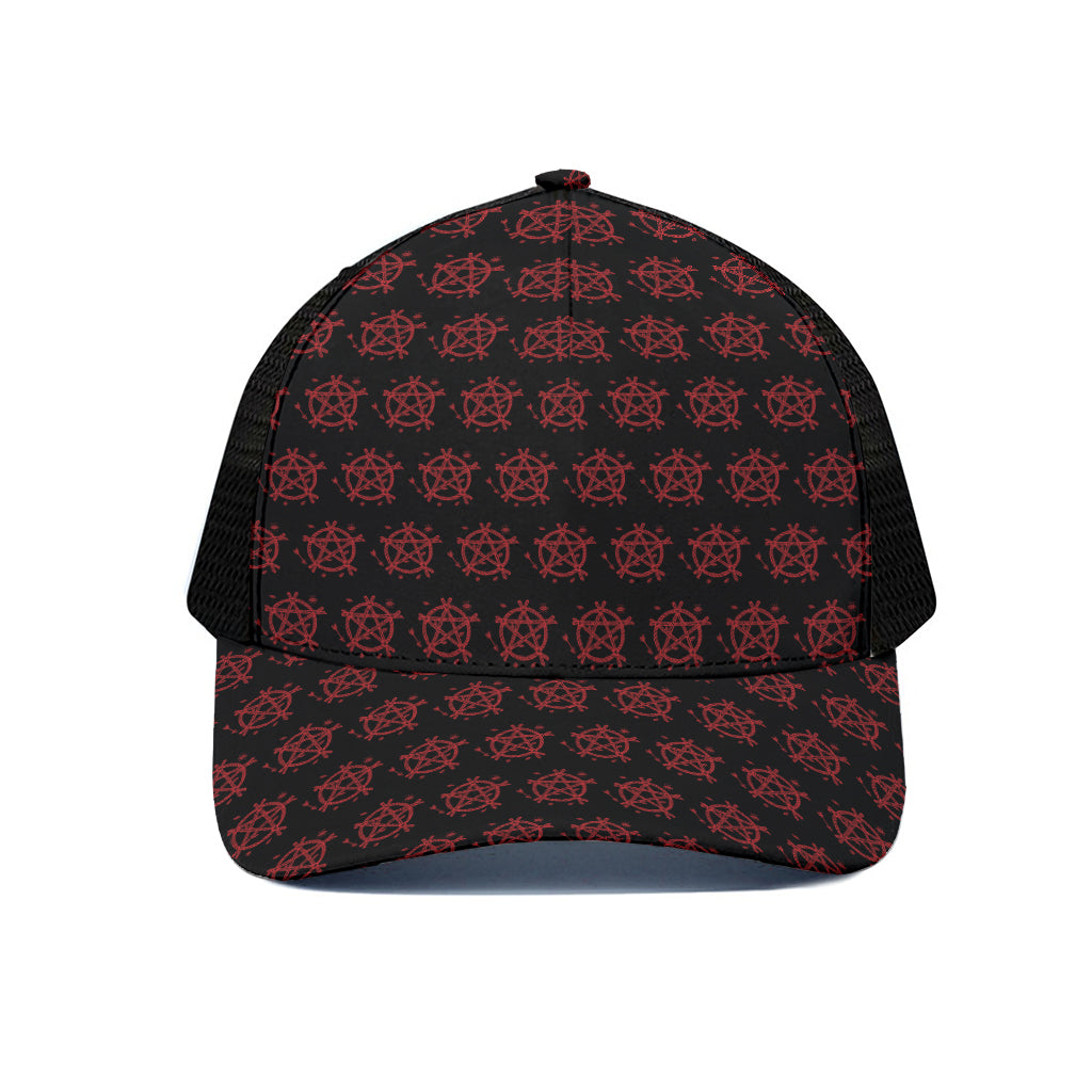 Magic Pentagram Pattern Print Black Mesh Trucker Cap