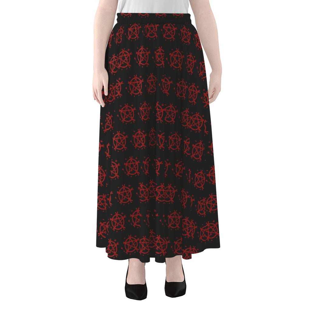 Magic Pentagram Pattern Print Chiffon Maxi Skirt