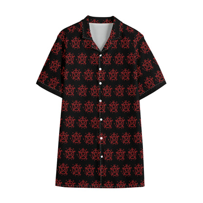 Magic Pentagram Pattern Print Cotton Hawaiian Shirt