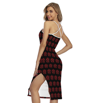 Magic Pentagram Pattern Print Cross Back Cami Dress