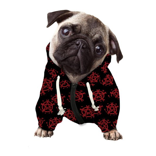Magic Pentagram Pattern Print Dog Zip Up Hoodie