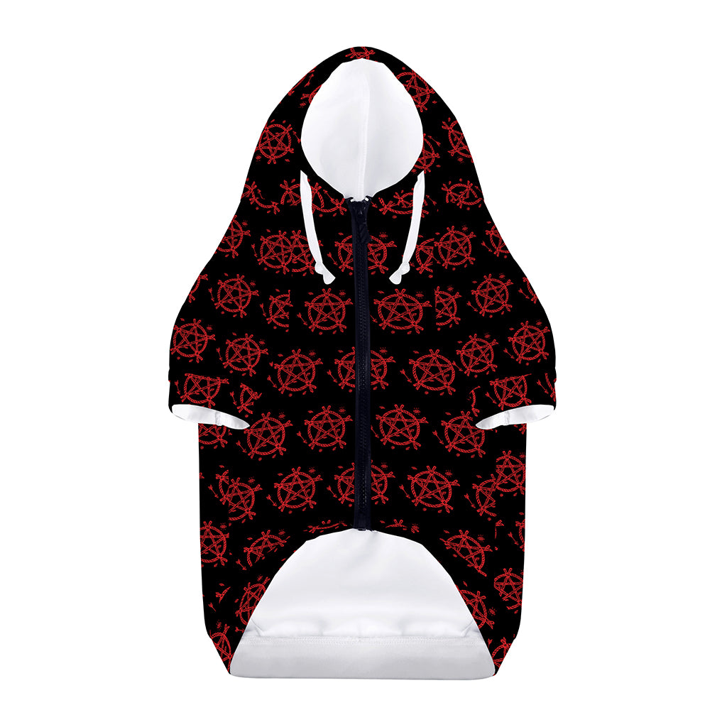 Magic Pentagram Pattern Print Dog Zip Up Hoodie
