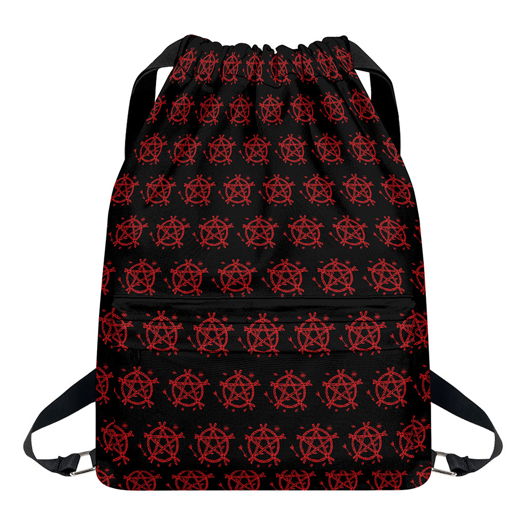 Magic Pentagram Pattern Print Drawstring Backpack
