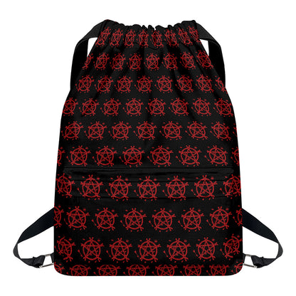 Magic Pentagram Pattern Print Drawstring Backpack