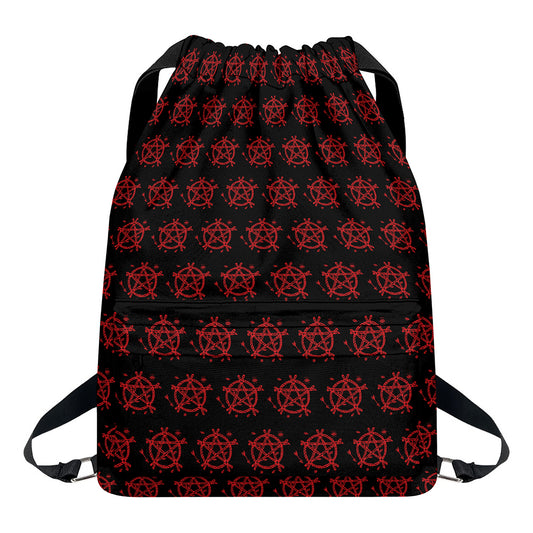 Magic Pentagram Pattern Print Drawstring Backpack