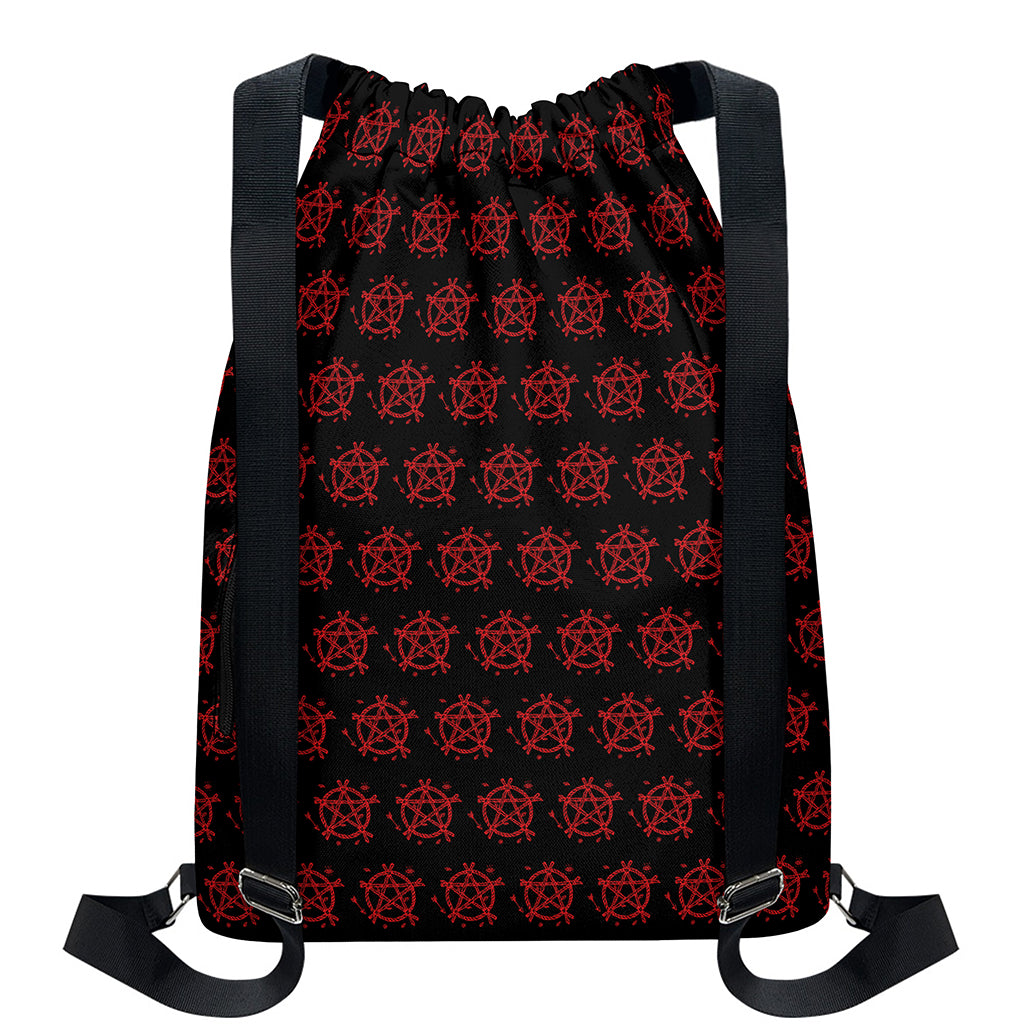 Magic Pentagram Pattern Print Drawstring Backpack