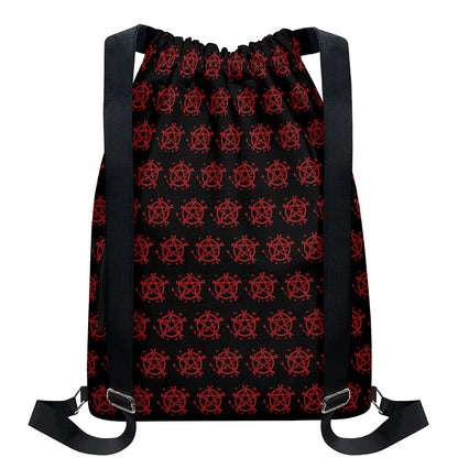 Magic Pentagram Pattern Print Drawstring Backpack