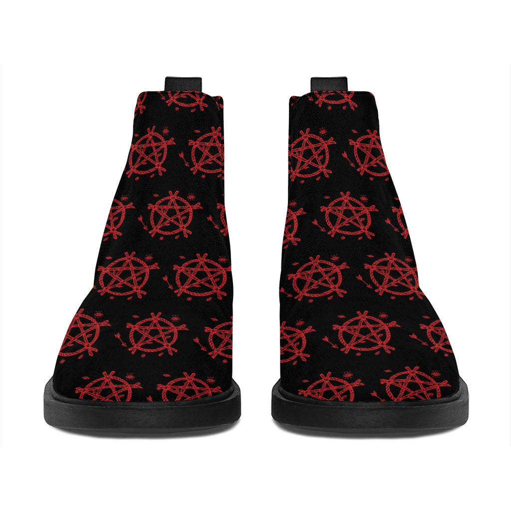 Magic Pentagram Pattern Print Flat Ankle Boots