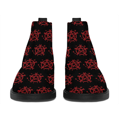 Magic Pentagram Pattern Print Flat Ankle Boots
