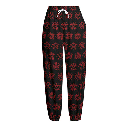 Magic Pentagram Pattern Print Fleece Lined Knit Pants