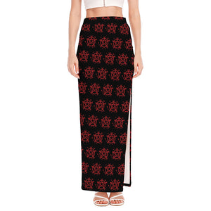 Magic Pentagram Pattern Print High Slit Maxi Skirt