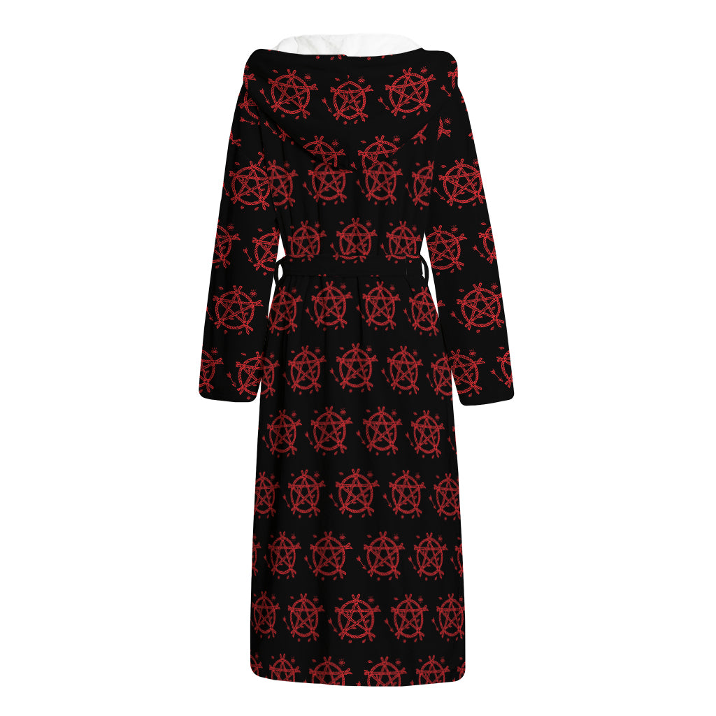 Magic Pentagram Pattern Print Hooded Bathrobe
