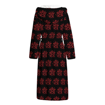 Magic Pentagram Pattern Print Hooded Bathrobe