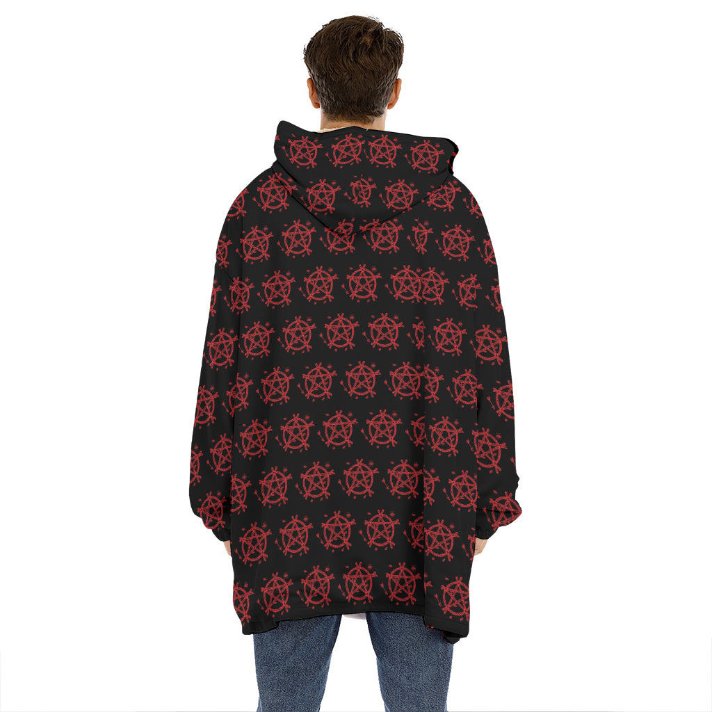 Magic Pentagram Pattern Print Hoodie Blanket