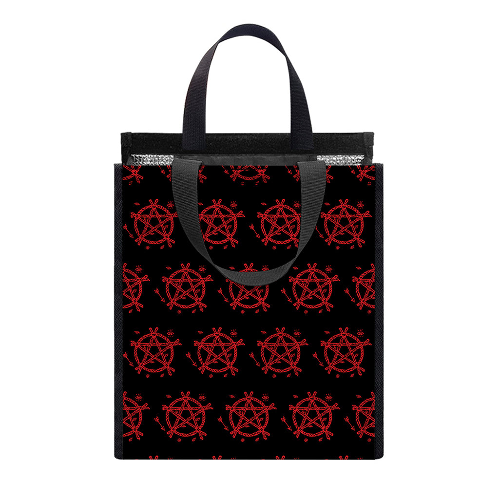 Magic Pentagram Pattern Print Insulated Lunch Tote