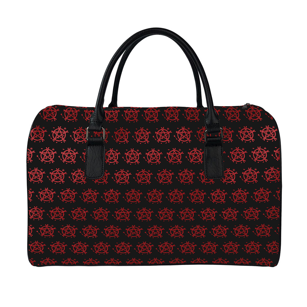 Magic Pentagram Pattern Print Leather Duffle Bag