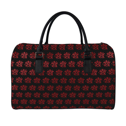 Magic Pentagram Pattern Print Leather Duffle Bag