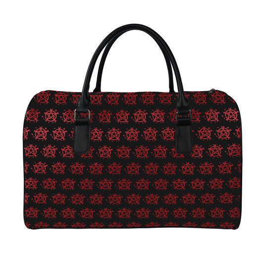 Magic Pentagram Pattern Print Leather Duffle Bag