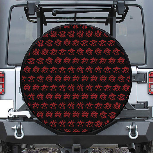 Magic Pentagram Pattern Print Leather Spare Tire Cover