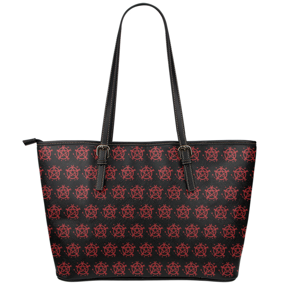 Magic Pentagram Pattern Print Leather Tote Bag