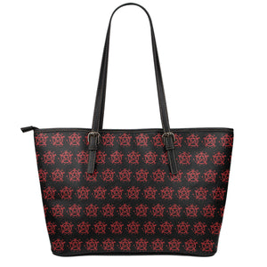 Magic Pentagram Pattern Print Leather Tote Bag