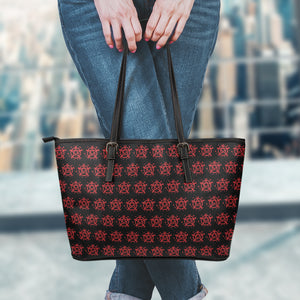 Magic Pentagram Pattern Print Leather Tote Bag