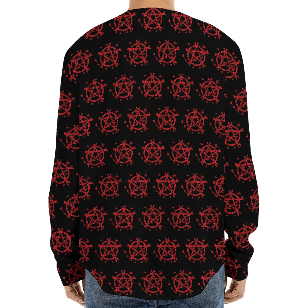 Magic Pentagram Pattern Print Long Sleeve Baseball Jersey