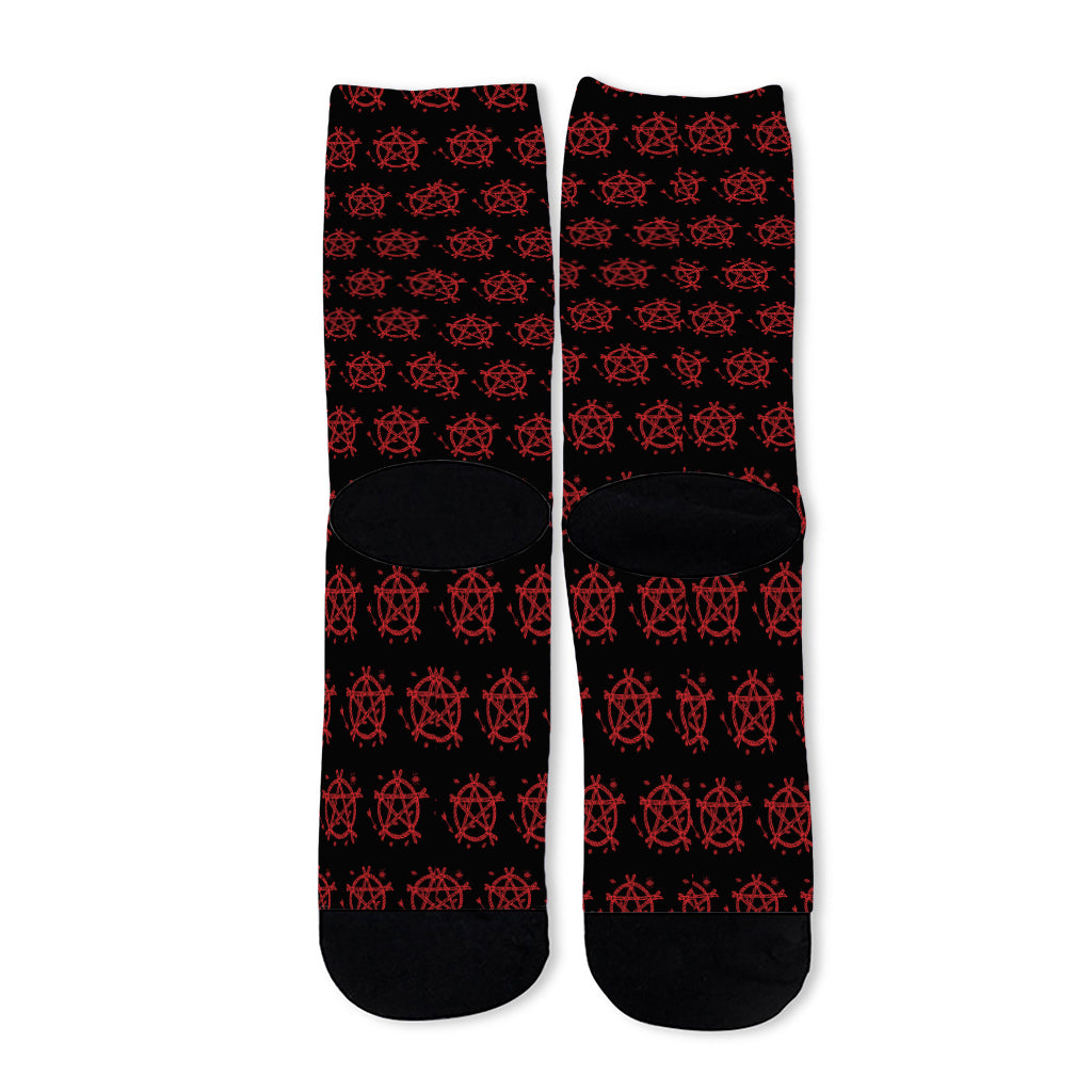 Magic Pentagram Pattern Print Long Socks
