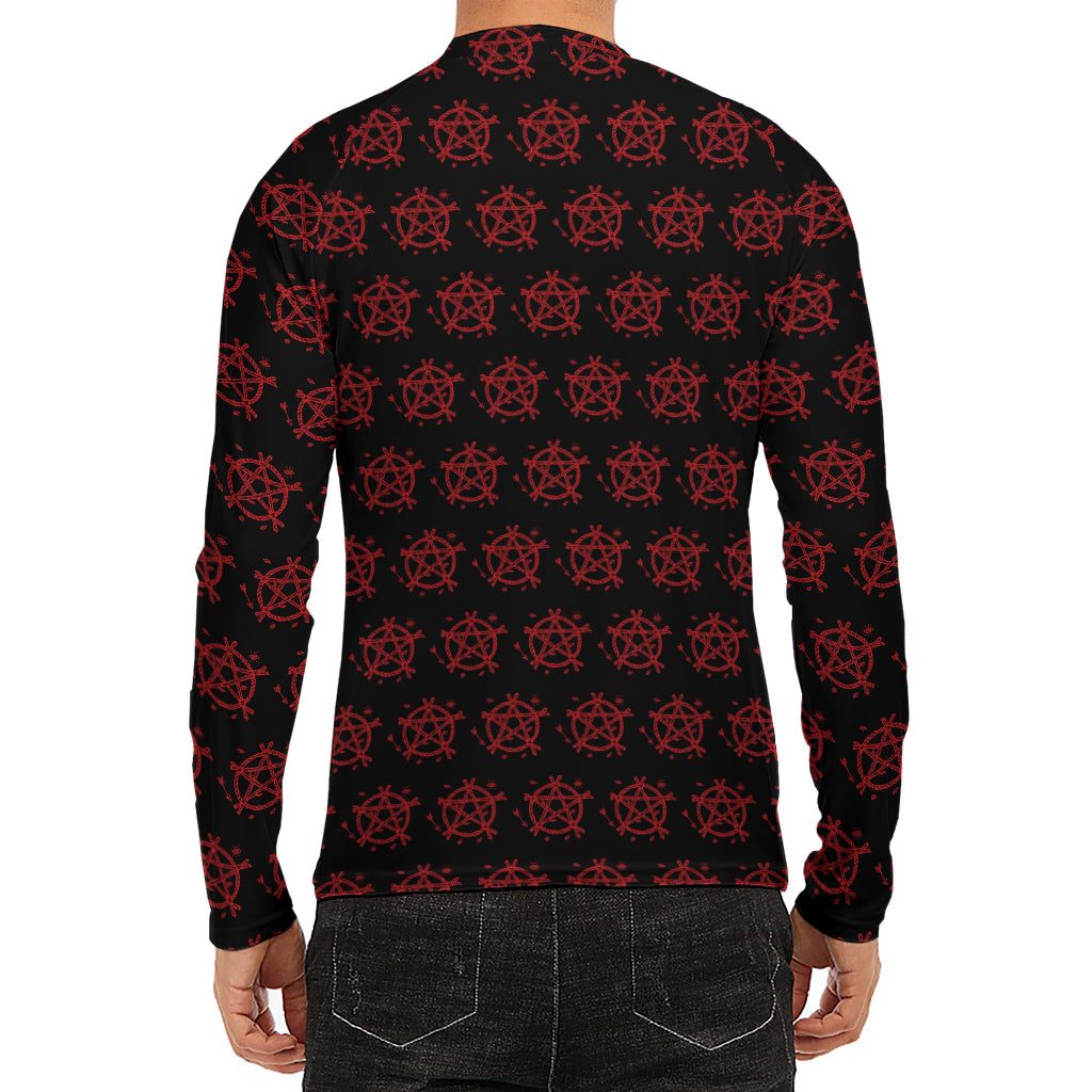 Magic Pentagram Pattern Print Men's Long Sleeve Rash Guard