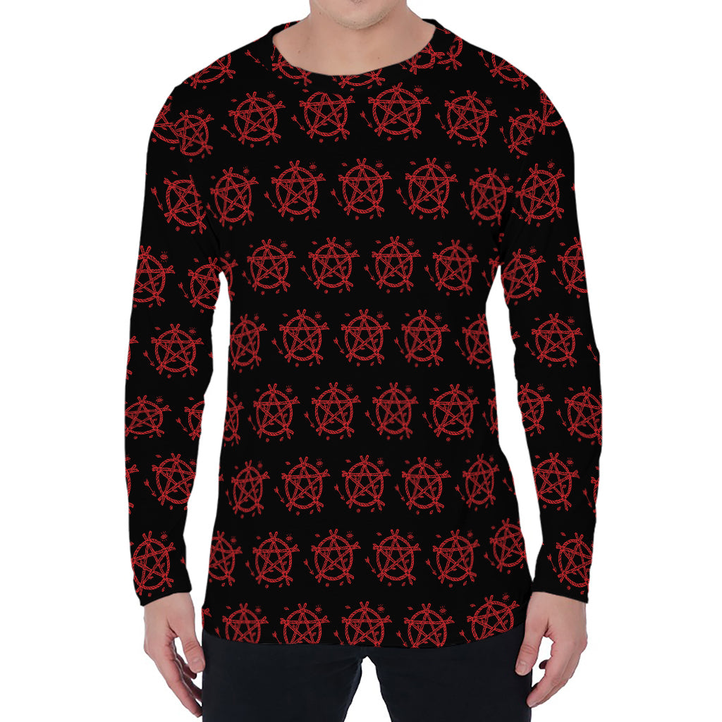 Magic Pentagram Pattern Print Men's Long Sleeve T-Shirt
