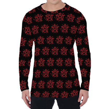 Magic Pentagram Pattern Print Men's Long Sleeve T-Shirt
