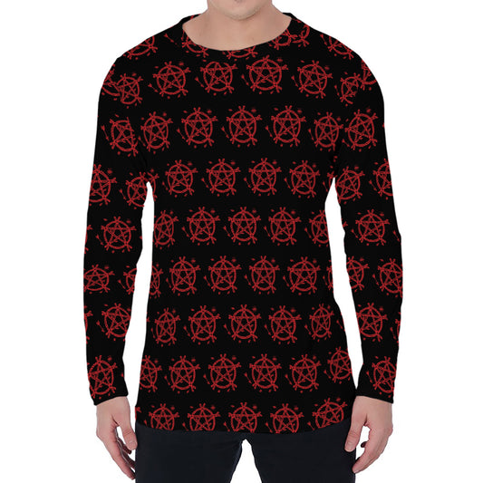 Magic Pentagram Pattern Print Men's Long Sleeve T-Shirt