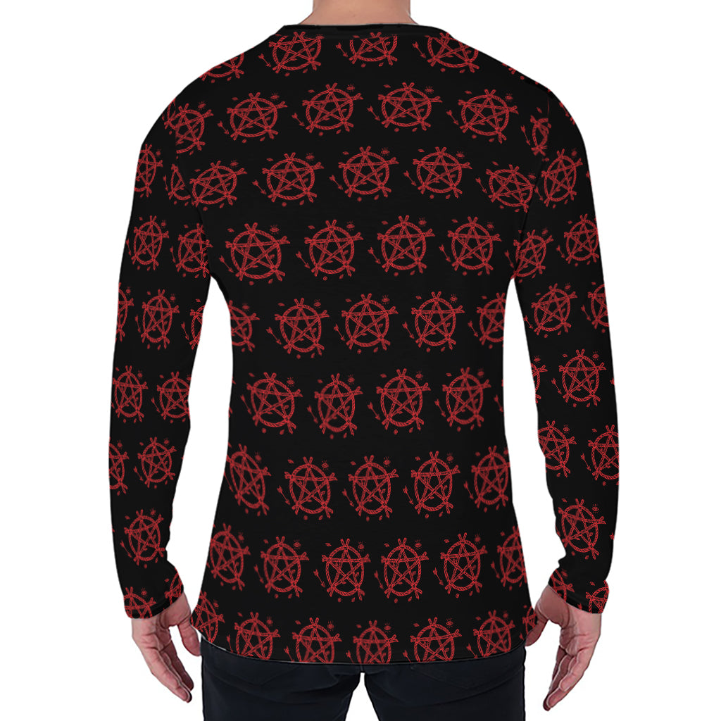 Magic Pentagram Pattern Print Men's Long Sleeve T-Shirt