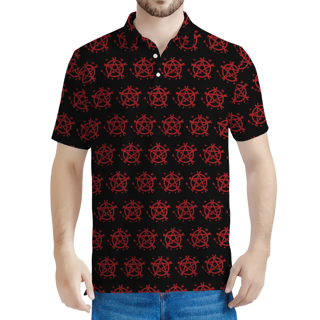 Magic Pentagram Pattern Print Men's Polo Shirt