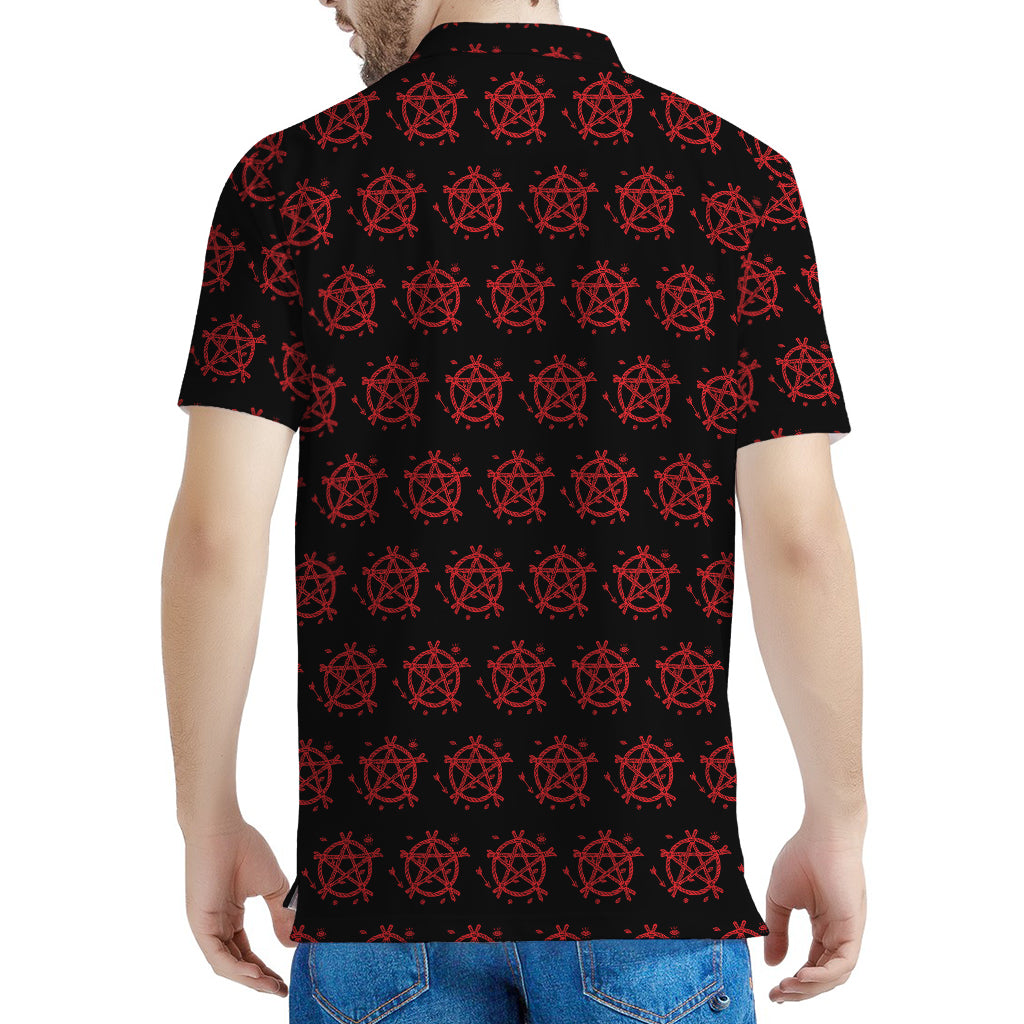 Magic Pentagram Pattern Print Men's Polo Shirt